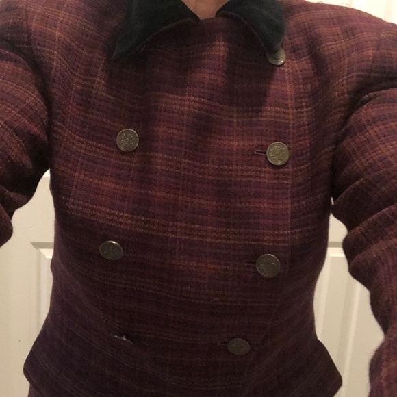 Wool Tweed Coin-Button Velvet Collar Jacket - Picture 10 of 11